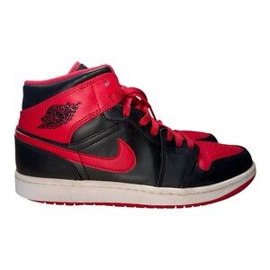 Nike Air Jordan 1 Mid Sneakers Bred Black/Fire Red/White DQ8426-060 Men’s Size 8